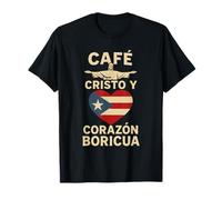 Café Cristo Corazón Boricua Fe Tropical Orgullo Puerto Rico T-Shirt