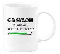 Café-Croissant - Personalized Custom Coffee Mug Grayson is Loading... Coffee in Progress - Perfect for Lovers, Programmers, Gamers, and Funny Gift Ideas Birthdays, Work, or Any Occasion