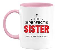 Café-Croissant - Personalized Custom Coffee Mug The Perfect Sister (Give Or Take A Few Details) - Funny Sister Mug for Birthdays, Sister's Day, and Family Gatherings