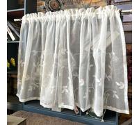 Cafe Curtains Small Window Curtains, White Sheer Flower Leaf Embroidered Curtain Kitchen Valance for Windows Voile Small Curtain Valance Sheer Farmhouse Curtain Rod Pocket(150x30cm/59x12in)