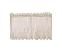 Cafe Decorative Short Blackout Curtains, Through the Rod Lace Hem Short Curtain, for Bedroom Home Decor(74 X 61cm,beige)