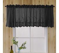 Cafe Decorative Short Blackout Curtains, Through the Rod Lace Hem Short Curtain, for Bedroom Home Decor(74 X 61cm,black)