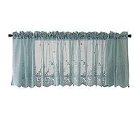 Cafe Decorative Short Blackout Curtains, Through the Rod Lace Hem Short Curtain, for Bedroom Home Decor(130X 41cm,blue)