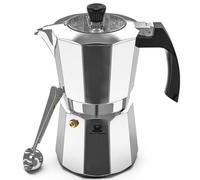 Cafe Du Chateau Espresso Machine - Italian Coffee Maker with Clear Lid, Gloss Finish, Coffee Spoon - 6 Cup Coffee Percolator and Mocha Maker for Cappuccinos, Latte