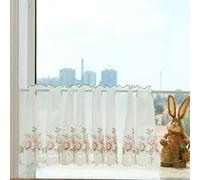 Cafe Net Curtains for Windows - Elegant Lace Cafe Curtains with Floral Design, 1 Pack, Small Window Curtains for Kitchen, Bathroom, and Living Room, Short Voile Cafe Curtains, White (W175cmxH42cm)