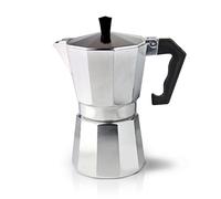 Café Olé Espresso maker, traditional Italian style coffee maker, light aluminium design with plastic handle, gas hob only, 120ml (3 espresso shots), Silver
