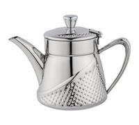 Café Olé Arabica Teapot, 48Oz / 1360Ml, Serves 7-8, Stainless Steel Teapot, Hammered Effect, Hollow Handle, Dishwasher Safe