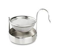 Café Olé Carded Mesh Tea Infuser/Strainer with Drip Bowl Caddy, Stainless Steel, Small: 8.5 x 5.7 x 6.2 cm