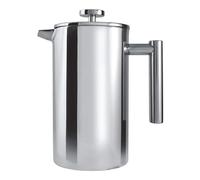 Cafe Ole 6 Cup Double Walled Straight Sided Cafetiere Coffee Maker, Mirror, 800 Ml/0.8 Litre