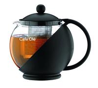 Café Ole CMP-07TP Everyday Round Tea Pot Infuser Basket Glass Teapot Loose Leaf 700 ml/24 oz, Black