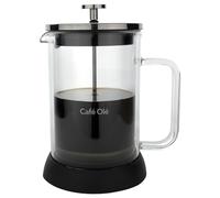 Café Olé Doppio Double Walled Glass Cafetiere, French Press, Silicone Non-Slip Base, 6 Espresso Cup/ 800ml, Black