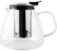 Café Olé Murano Teapot 1000ml / 35oz / Serves 4-6, Glass Teapot, Stainless Steel Infuser Basket, Comtemporary Teapot, Smooth Pour Spout