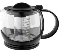Café Olé Plastic and Glass Teapot with Infuser, Loose Leaf Tea Strainer, 1200ml / 1.2 litres, Black