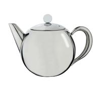 Café Olé Rondeo Infuser Teapot 1 Litre / 35oz / 3-4 Mugs | Stainless steel round infuser teapot with removable infuser basket, mirror finish, Non-Drip Spout