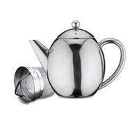 Café Olé Rondeo Stainless Steel Teapot 1200Ml, Tea Pot With Stainless Steel Infuser Basket, Mirror Finish