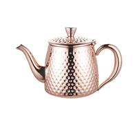 Café Olé Sandringham Teapot, 35oz (1 Litre) Copper Plated 18/10 Stainless Steel with Hammered Finish