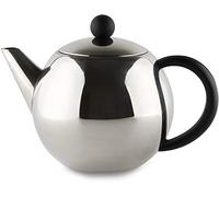 Café Ole ST-035X Rondo Stainless Steel Tea Pot Easy Pour Teapot with Infuser Basket 35oz 1000ml , Black Bakelite Handle