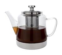 Café Olé Stovetop Teapot, Rust Resistant Stainless Steel Infuser and Base, Dishwasher Safe, 1L, Silver
