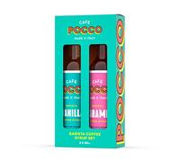 Cafe Pocco Coffee Syrup Set - 250ml Glass Bottles - Caramel & Vanilla - Perfect For Making Lattes, Iced Lattes and Frappes