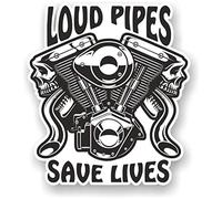 Cafe Racer B&W Loud Pipes Save Lives Retro Biker Old School Motorcycle Helmet Vinyl Car Sticker Decal 80x90mm
