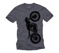 Cafe Racer T Shirt - CB550 Motorbike - Vintage Motorcycle Clothing for Men Gray M