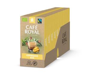 Café Royal, Bio Espresso, 100 Nespresso (R) compatible capsules, 80 percent recycled Aluminium, Bio and Fairtrade certified, 100 percent Arabica coffee, intensity 7