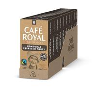 Café Royal, Honduras Espresso Forte, 100 Fairtrade Nespresso (R) compatible capsules, 80 percent recycled Aluminium, Fairtrade certified, 100 percent Arabica coffee, intensity 9