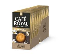 Café Royal, Vanilla Flavoured coffee, 100 Nespresso (R) compatible capsules, 80 percent recycled Aluminium, Rainforest Alliance certified, 100 percent Arabica coffee, flavoured