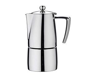 Café Stal DEC-04M Art Deco 18/10 Stainless Steel Espresso Coffee Maker with Cool Touch Hollow Handles, Mirror Polished, 4-Cup, silver