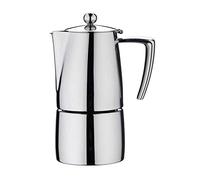 Café Stal DEC-10M Art Deco 18/10 Stainless Steel Espresso Coffee Maker with Cool Touch Hollow Handles, Mirror Polished, 10-Cup, Silver