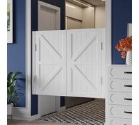 Café Swinging Door, Mediterranean Style Cowboy Bar Half Waist Swing Door Auto Close Stainless Steel Hinges, Double Porch Entrance Interior Door(White,110x90cm)