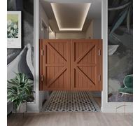 Café Swinging Door, Mediterranean Style Cowboy Bar Half Waist Swing Door Auto Close Stainless Steel Hinges, Double Porch Entrance Interior Door(Brown,110x90cm)