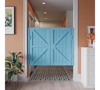 Café Swinging Door, Mediterranean Style Cowboy Bar Half Waist Swing Door Auto Close Stainless Steel Hinges, Double Porch Entrance Interior Door(Light Blue,80x90cm)
