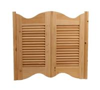 Café Swinging Door, Metal Hinge Unpainted Counter Swing, Saloon Bar Pub, Louvered Interior Solid Wood, Auto Close(100x80cm)