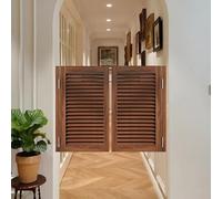 Cafe Swinging Doors, Indoor Solid Wood Saloon Swing Door with Metal Hinges, Automatic Closing for Shopping Malls Kitchen Restaurant Parlor Butler Door(Brown-B,110x90cm(43.3x35.4in))