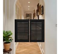 Cafe Swinging Doors, Indoor Solid Wood Saloon Swing Door with Metal Hinges, Automatic Closing for Shopping Malls Kitchen Restaurant Parlor Butler Door(Black,125x90cm(49.2x35.4in))