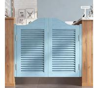 Cafe Swinging Doors,Louvered Heavy-Duty Café Saloon Doors,Kitchen Restaurant Partition Swing Cafe Door,Interior Solid Wood Swing Door,Parlor Butler Door Blue-W155×H90cm(Double Door)