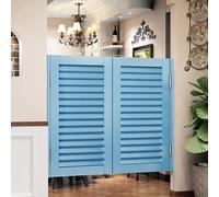 Cafe Swinging Doors,Louvered Heavy-Duty Café Saloon Doors,Kitchen Restaurant Partition Swing Cafe Door,Interior Solid Wood Swing Door,Parlor Butler Door Blue-W135×H90cm(Double Door)