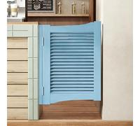 Cafe Swinging Doors,Louvered Heavy-Duty Café Saloon Doors,Kitchen Restaurant Partition Swing Cafe Door,Interior Solid Wood Swing Door,Parlor Butler Door Blue-W55×H80cm(Single Door)