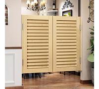 Café Swinging Doors - Solid Wood Louvered Saloon Style Auto Close Batwing Bar Door Premade Interior Café Doors with Hinges (75x80cm/30x32in)