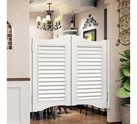 Cafe Swinging Doors with Auto Close, Retro Handmade Double Swinging Door, Saloon Bar Swing Half Door Two-Way Open for Hallway Counter(White,43.3inx35.4in)