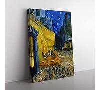 Cafe Terrace At Night By Vincent Van Gogh Classic Painting Canvas Wall Art Print Ready to Hang, Framed Picture for Living Room Bedroom Home Office Décor, 76x50 cm (30x20 Inch)