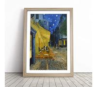 Cafe Terrace At Night By Vincent Van Gogh | Framed Wall Art Print | Modern Home Decor Picture | Ready to Hang Artwork for Living Room, Bedroom, Kitchen or Office | Multiple Sizes