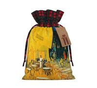(Cafe Terrace At Night) Christmas Drawstring Gift Bags Fabric Gift Bags Goodie Bags For Xmas Party Wedding Party Birthday Diy S