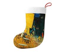 Cafe Terrace at Night Christmas Stocking, Candy Gift Bags, Hanging Stocking Ornament, Christmas Decorations