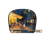 Cafe Terrace at Night Print Coin Purse PU Leather Portable Coin Purse with 12 Card Slots Mini Change Wallet for Women and Thoughtful Gifting