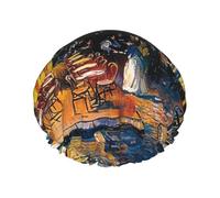 Cafe Terrace At Night Printed Double Layer Lined Shower Cap,Shower Caps For Women Reusable
