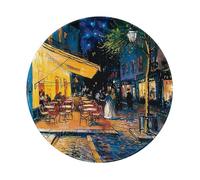Cafe Terrace at Night Printed Gaming Mouse Pad 1 PCS, Round Non-Slip Rubber Base Laptop Mousepad Desk Mat for Gamer, Office, Home
