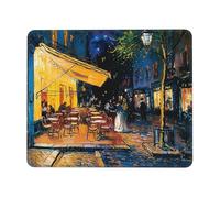 Cafe Terrace at Night Printed Gaming Mouse Pad 8x7.6 Inches, Non-Slip Rubber Base Laptop Mousepad Desk Mat with Stitched Edges for Gamer, Office, Home