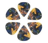 Cafe Terrace At Night Printed Guitar Picks -6 Pcs Guitar Picks Plectrum,Guitar Accessories,Electric Guitar Pick, Bass & Ukulele 0.71mm